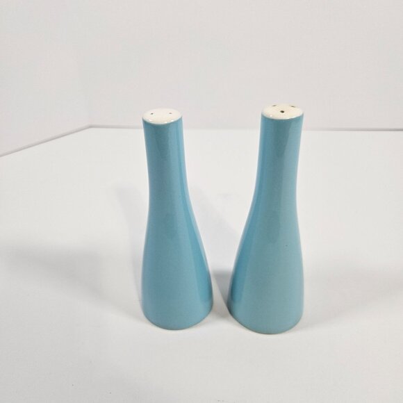 Vintage Mikasa Cera Stone Salt & Pepper Shakers Mid Century Blue Ceramic MCM - Picture 1 of 8
